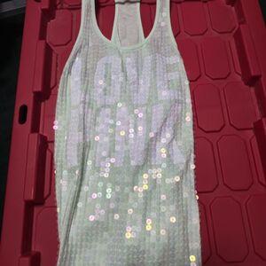PINK VS Sequin Tank Top with Love Pink Design